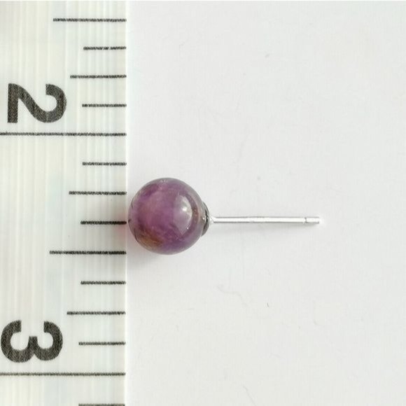New Sterling silver rock amethyst ball earrings - Picture 6 of 7
